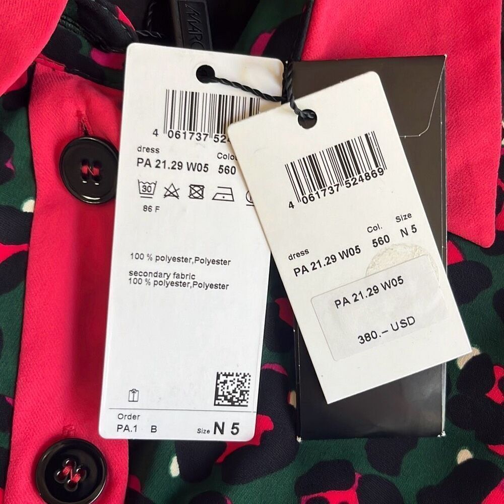 Marc Cain Red Black Leopard Print Shirt Dress Collared Pockets US 10 N4 NWT $380 - Picture 7 of 9